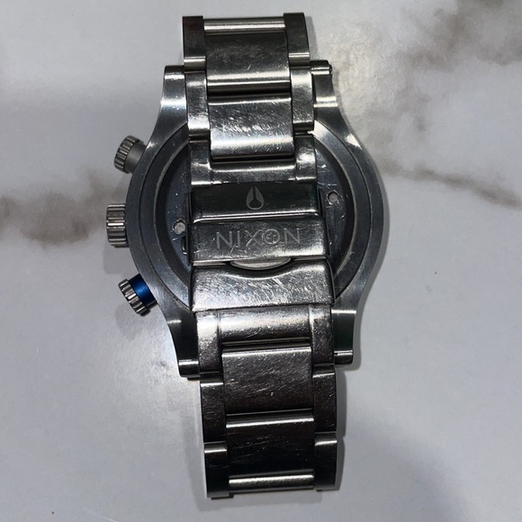 Nixon Watch Mens 48-20 Chrono Silver Blue - Picture 5 of 7